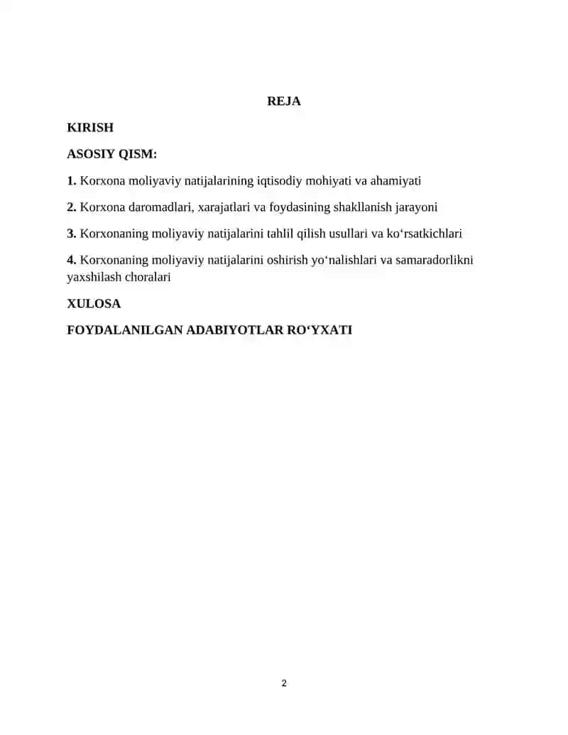 KORXONALARNING MOLIYAVIY NATIJALARI TAHLILI 2