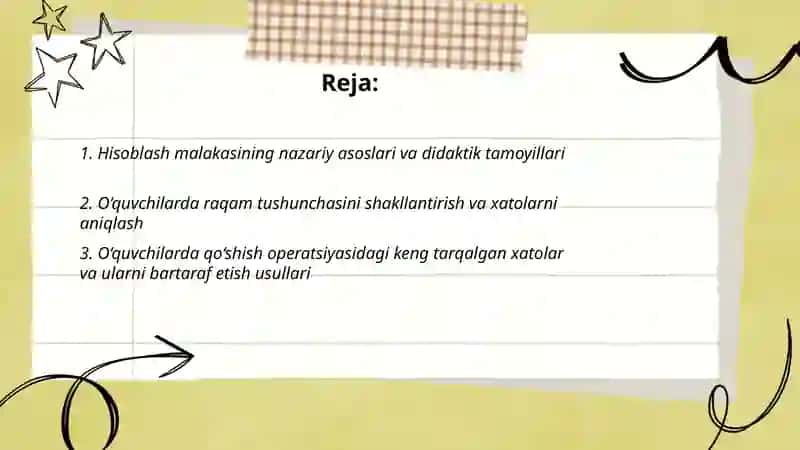 O‘quvchilarda hisoblash malakasini shakillantirish usullari,xatolarni aniqlash va ularni bartaraf etish metodikasi 2