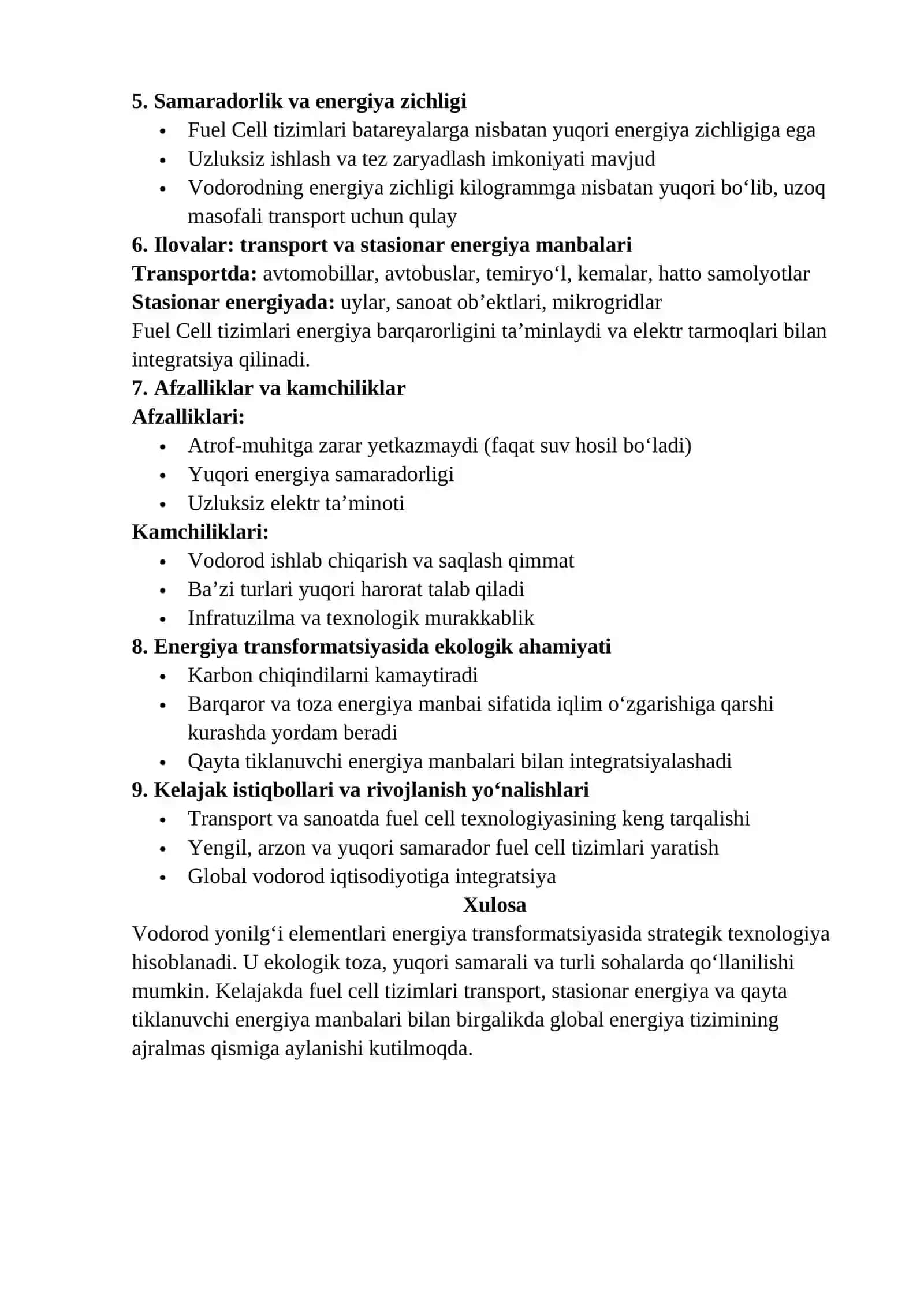 VODOROD YONILG‘I ELEMENTLARI (FUEL CELL) VA ENERGIYA TRANSFORMATSIYASI 2