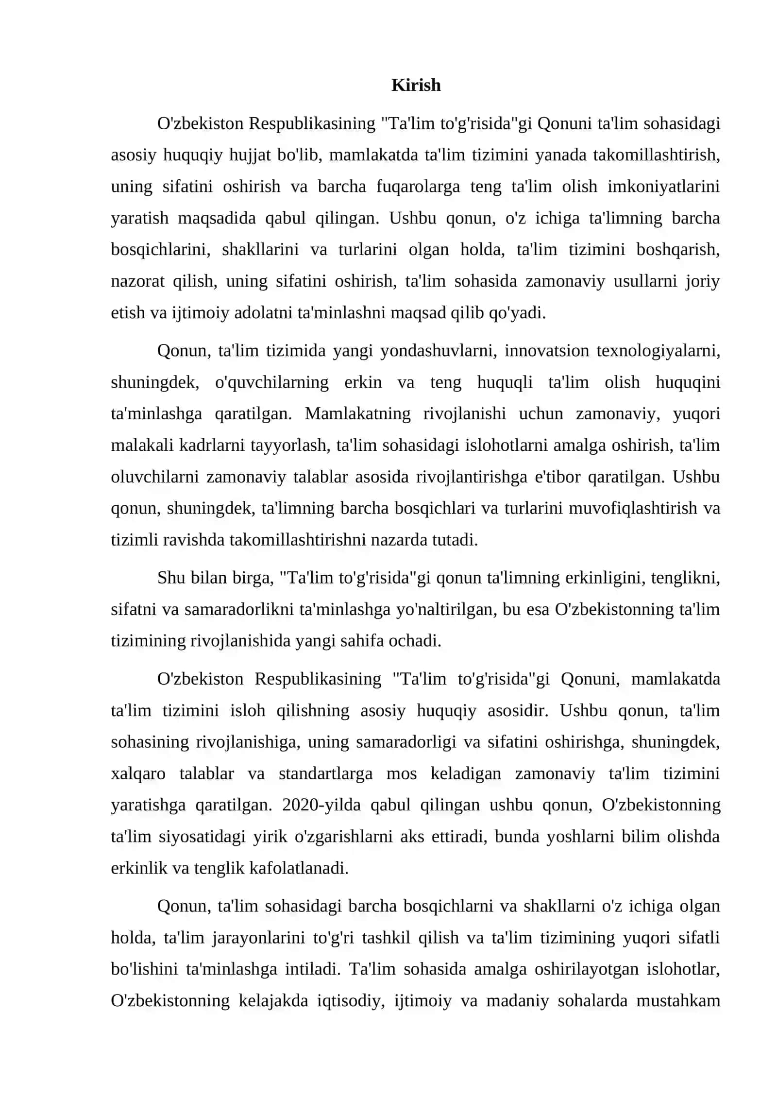 O'zbekiston Respublikasida ''Ta'lim to'g'risi ''dagi Qonunning mohiyati 2