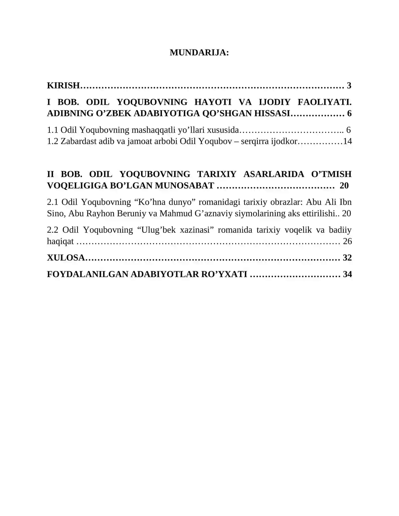 O‘ZBEK ADABIYOTI FANIDAN KURS ISHI 2