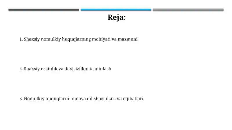 Shaxsiy nomulkiy munosabatlarning mazmuni 2