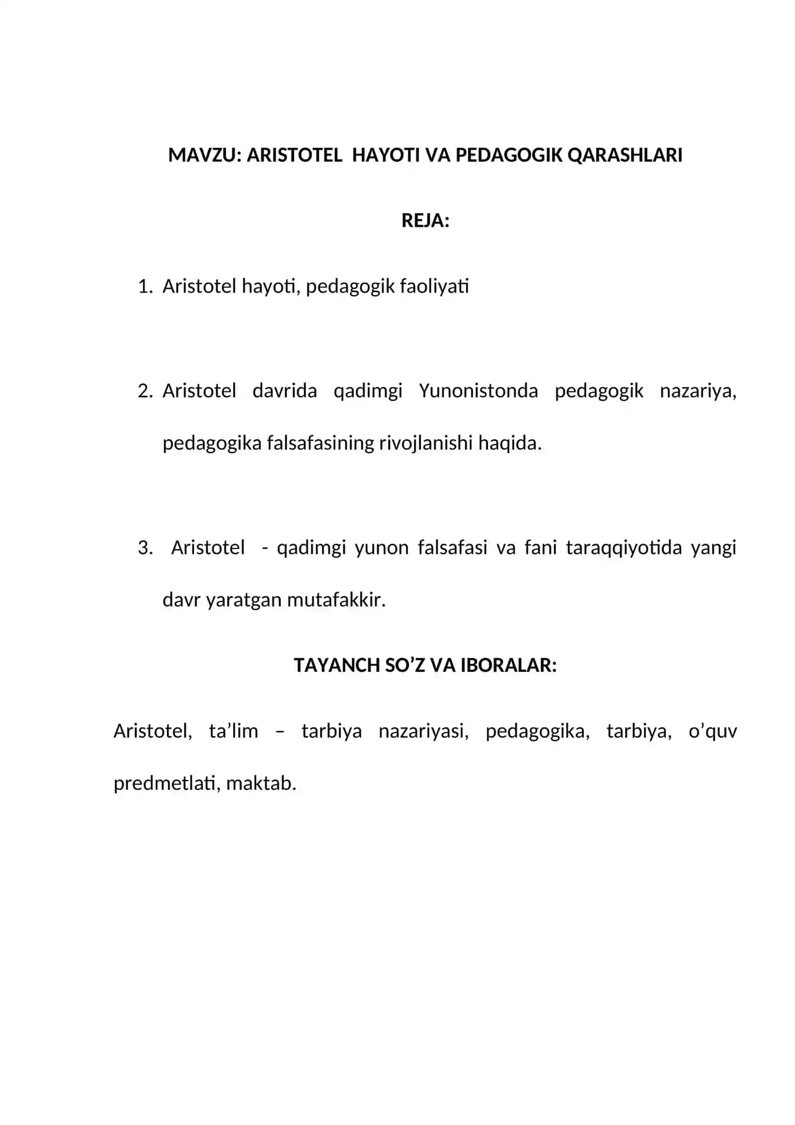 Aristotel hayoti va pedagogik qarashlari 2