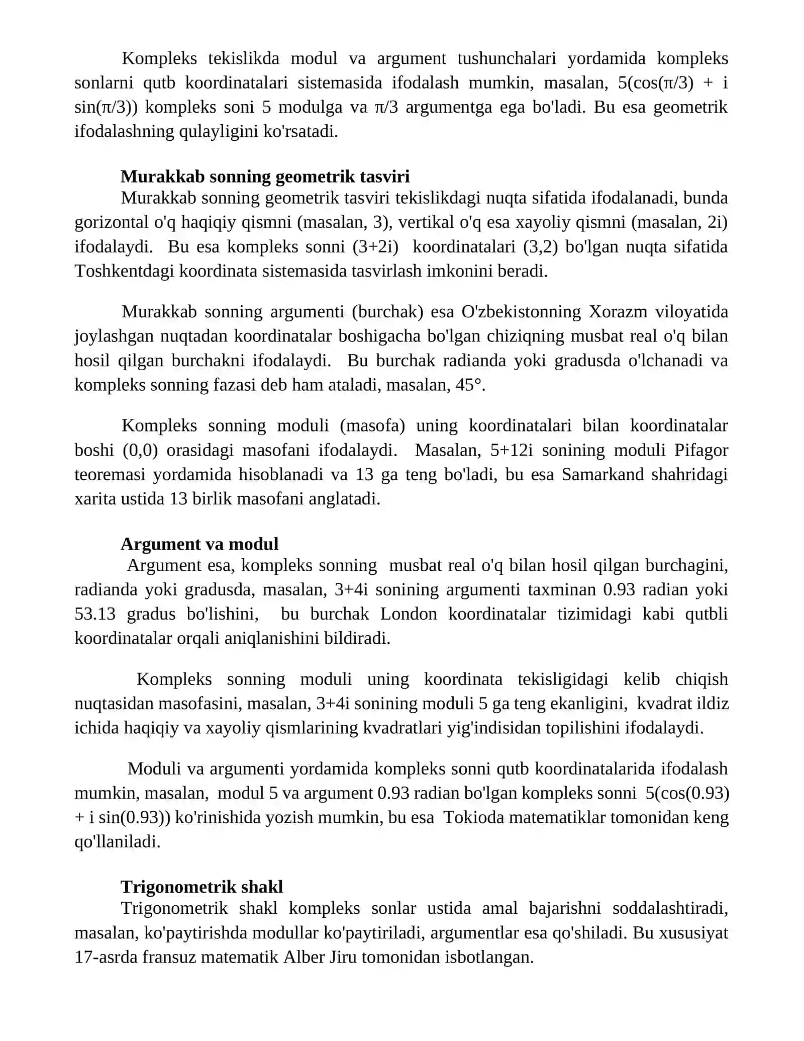 Murakkab sonlar va ular ustida amallar 2