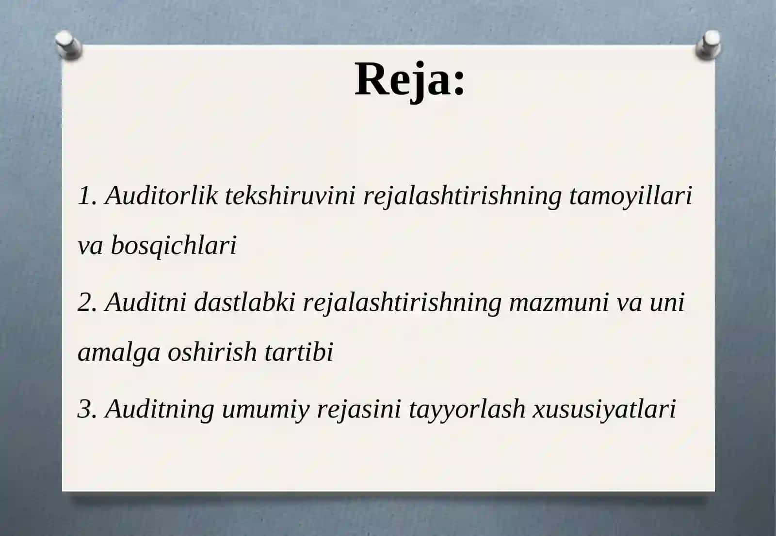 Audit tekshiruvini hujjatlashtirish 2