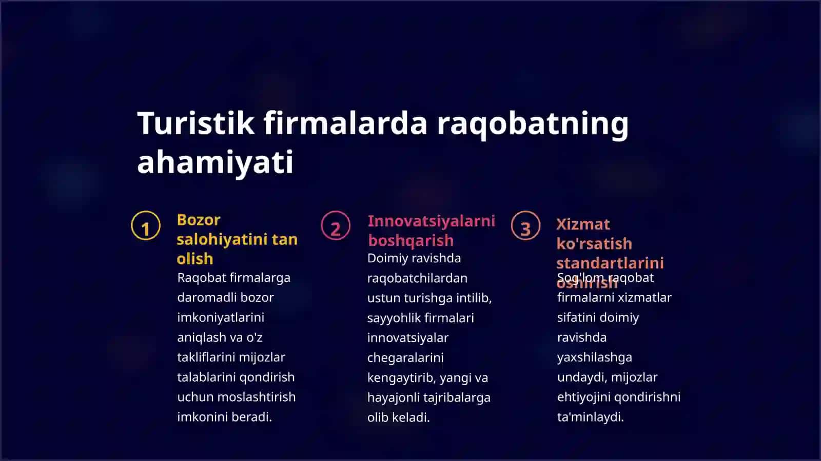 Turistik firmalarda raqobat an’analari 2