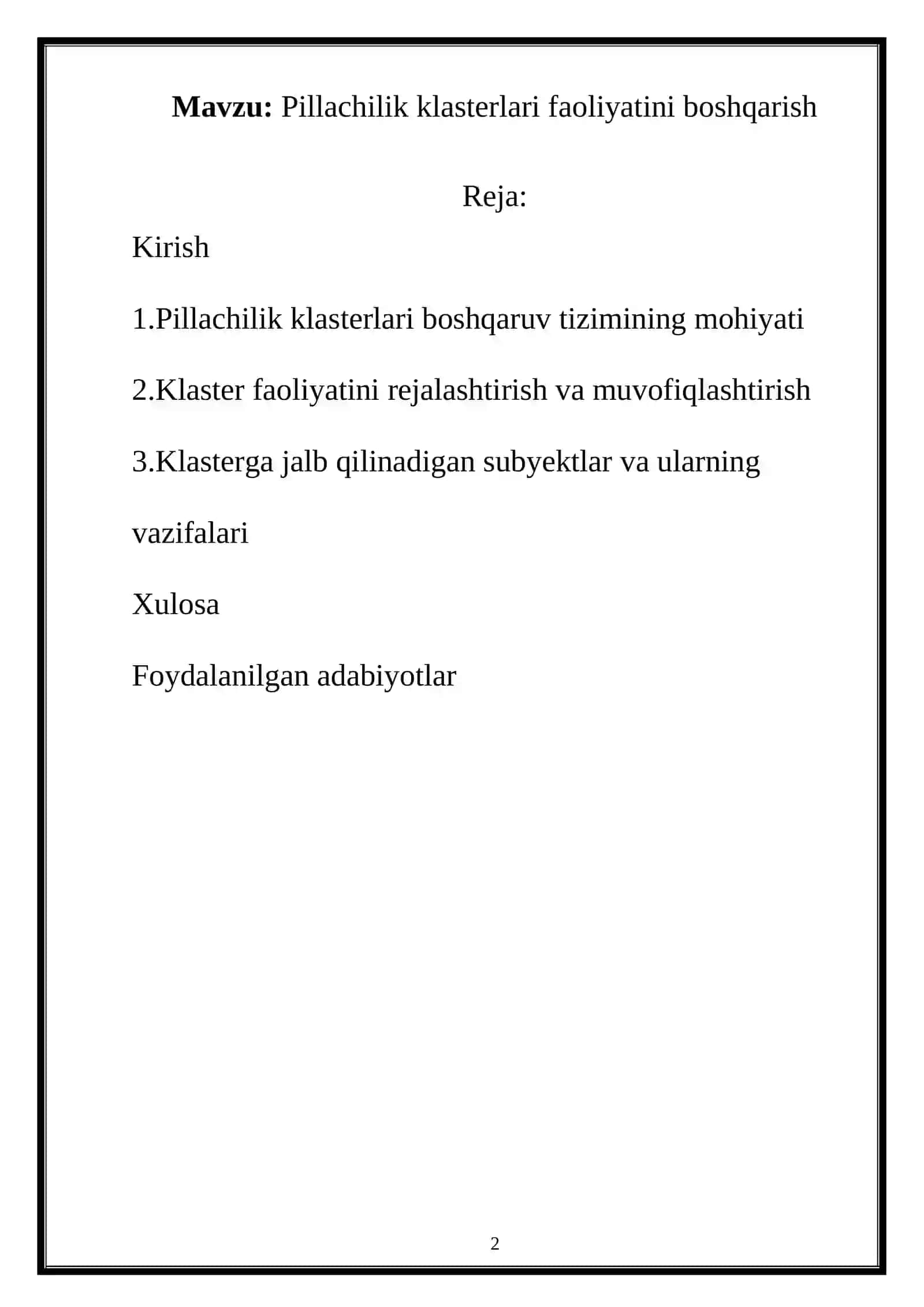Pillachilik klasterlari faoliyatini boshqarish 2