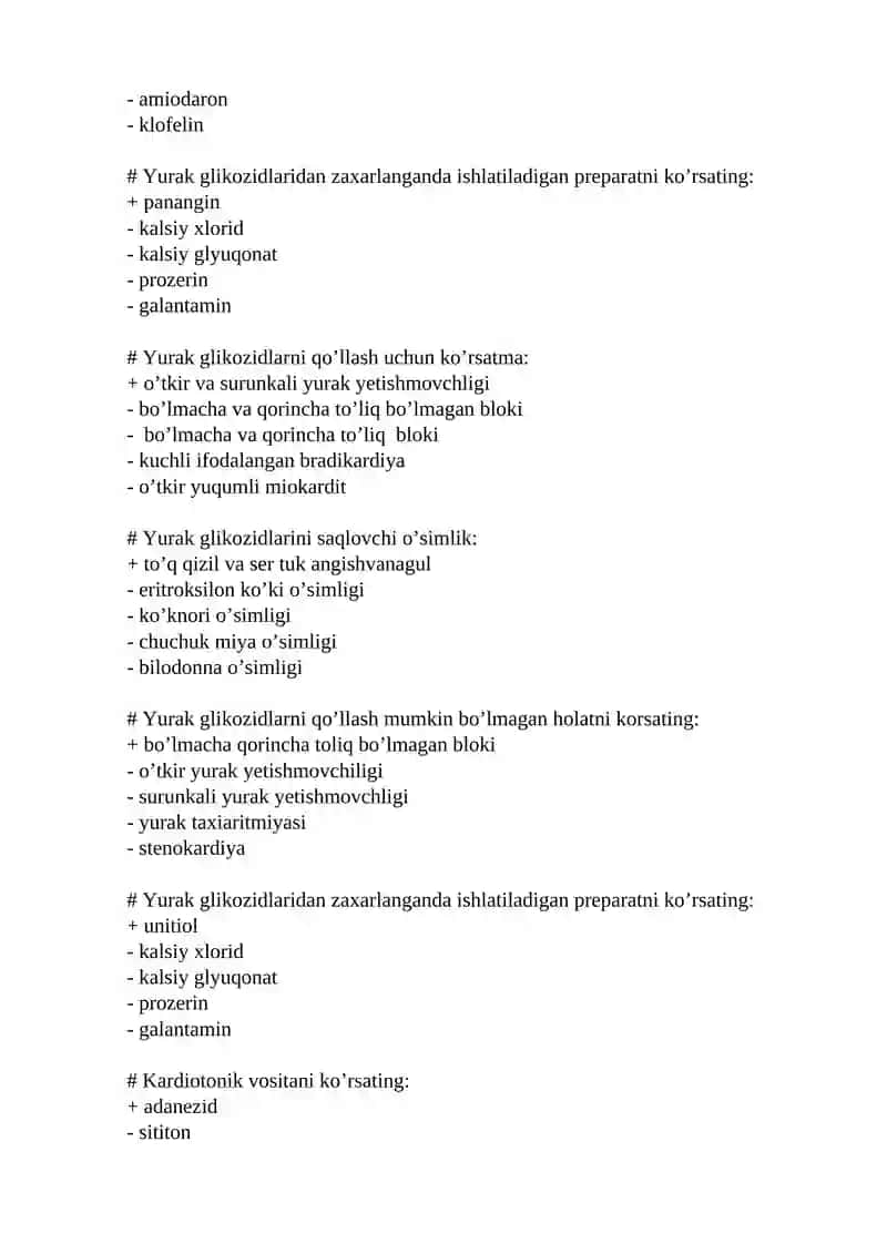 Yurak glikozidlarining xususiyati 2