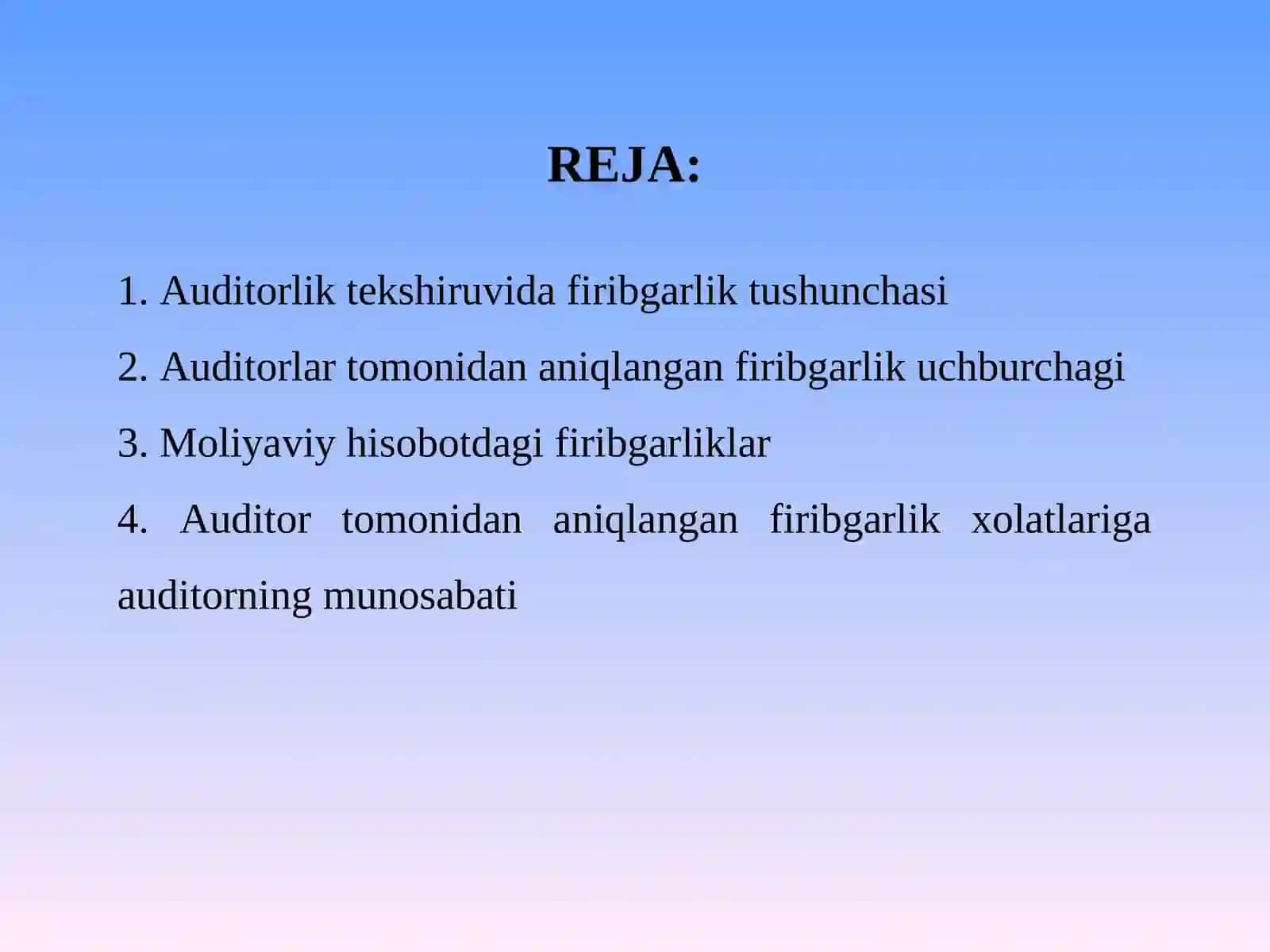 AUDITORLIK TEKSHIRUVIDA FIRIBGARLIKNI ANIQLASH 2