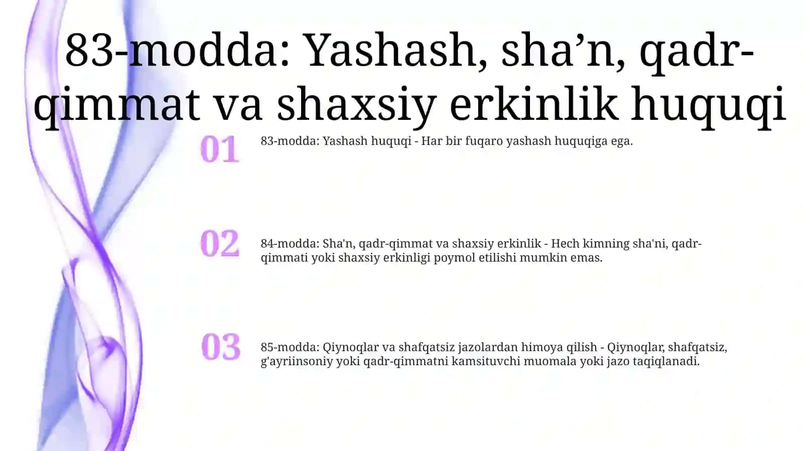 O'zbekiston Konstitutsiyasi Moddalari 2