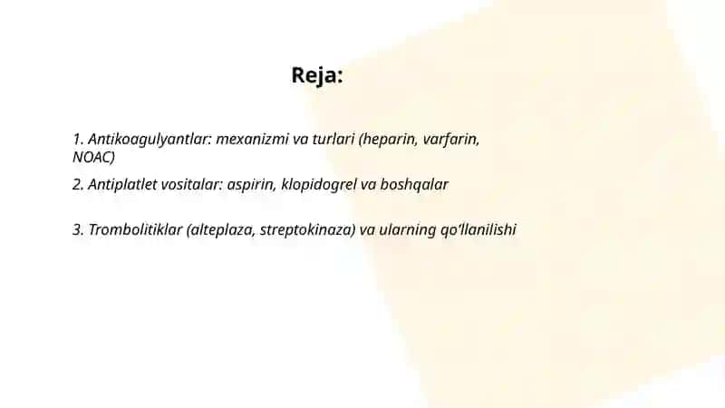 Antikoagulyantlar: mexanizmi va turlari 2