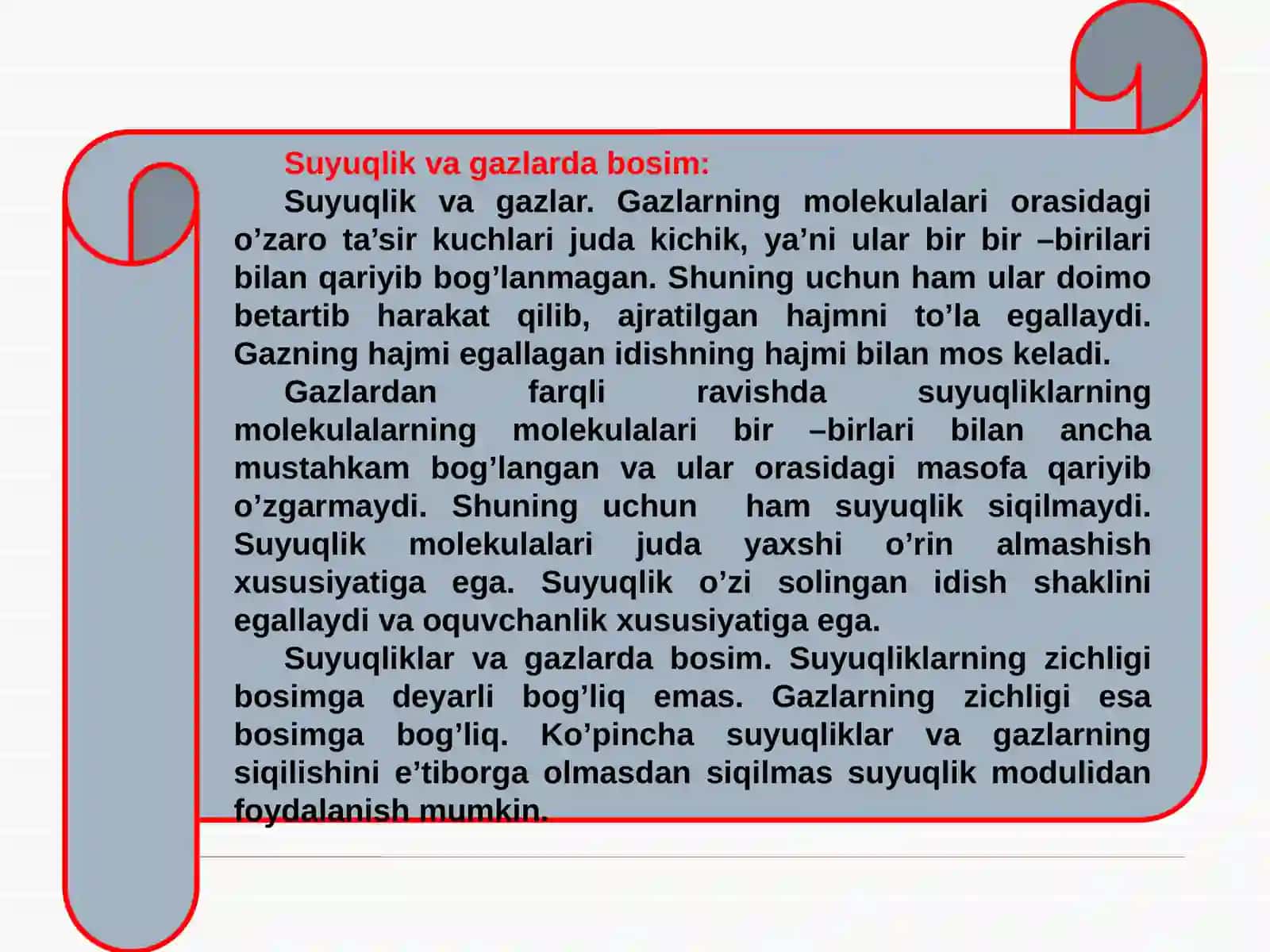 Suyuqlik va Gazlarda Bosim 2