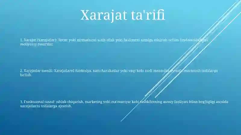 Xarajatlar Tushunchasi Va Klassifikatsiya 2