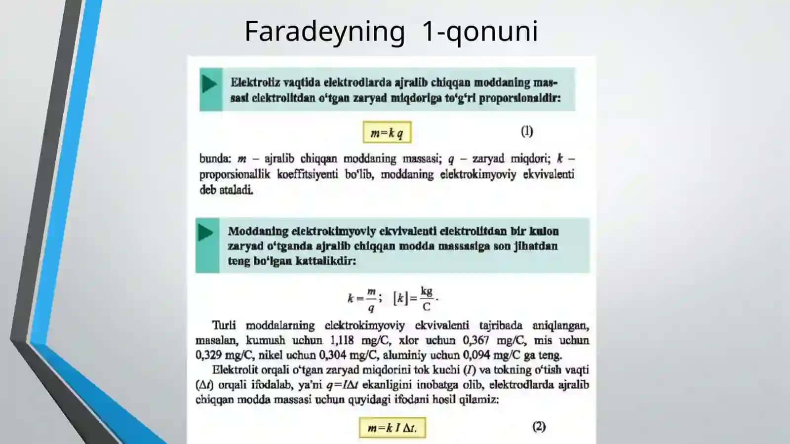 Faradey qonunlari to'g'risida masalalar yechish 2