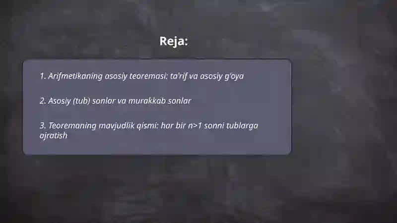 Arifmetikaning asosiy teoremasi 2