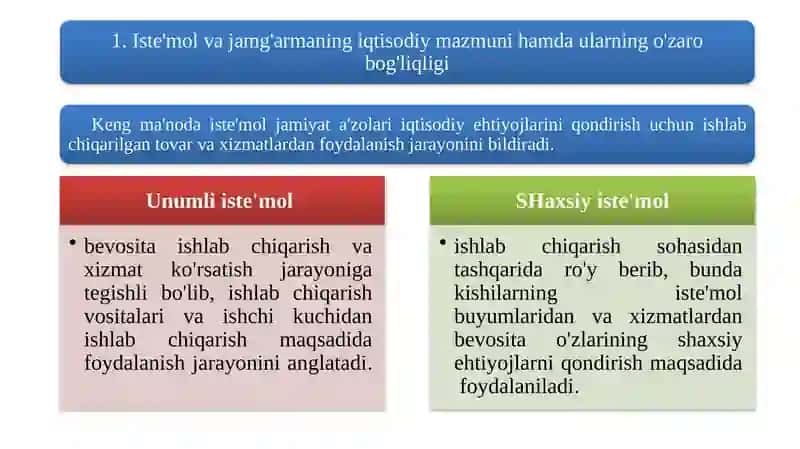 Istemol va jamgarmaning iqtisodiy mazmuni 2