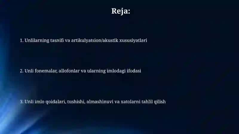 Unlilar tasnifi va imlosi 2