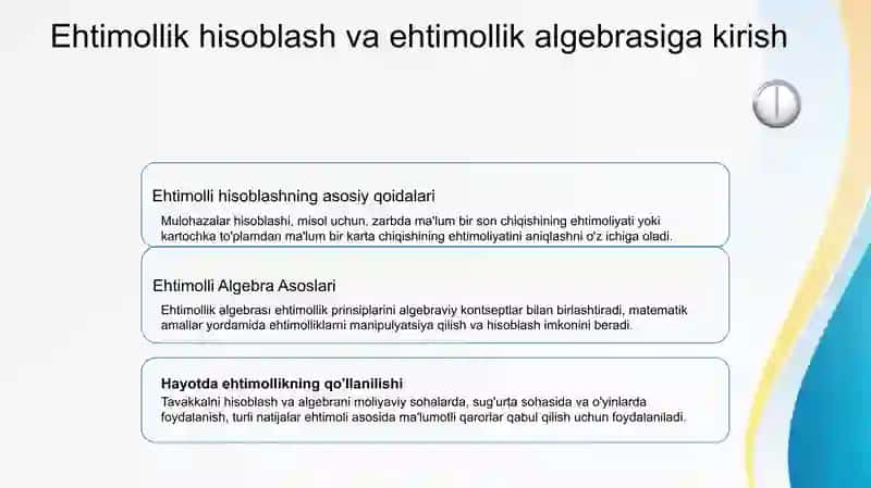 Ehtimollik hisoblash va ehtimollik algebrasiga kirish 2