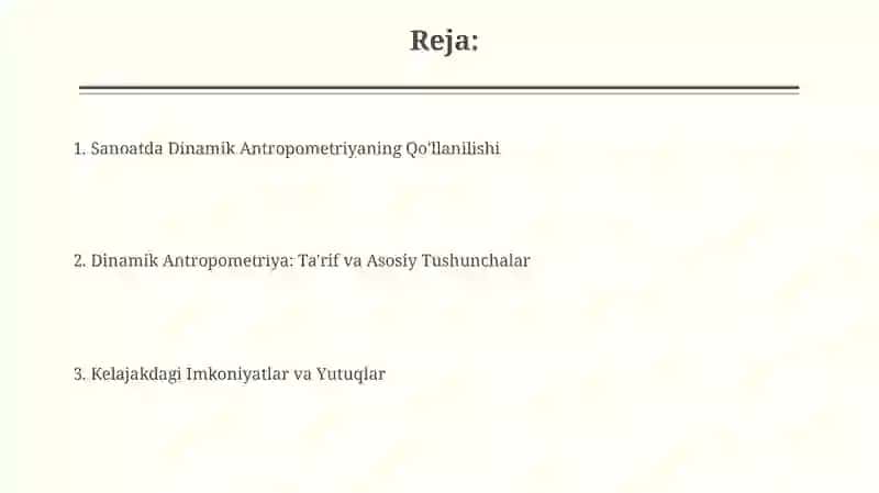 Dinamik Antropometriya va uni sanoatda qoʻllash imkoniyatlari 2