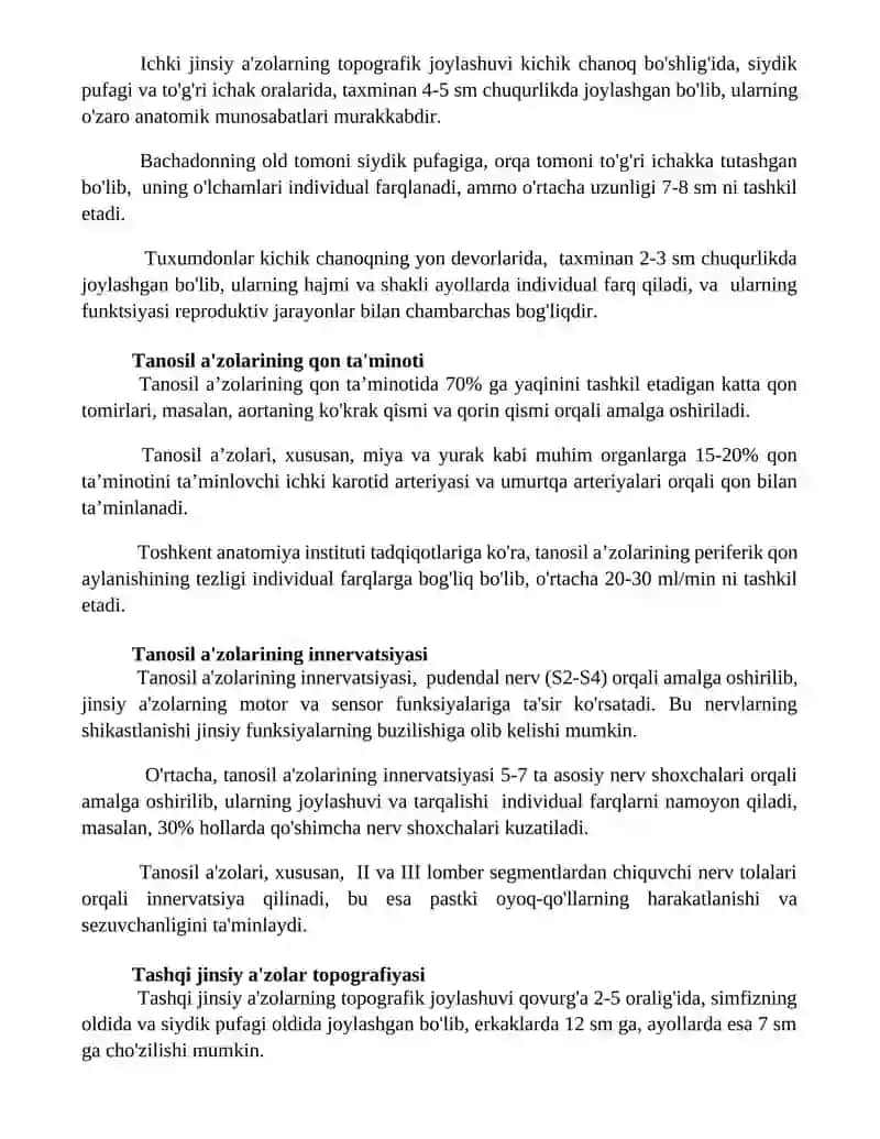 Tanosil a'zolari va ularning topografik tuzilishi 2