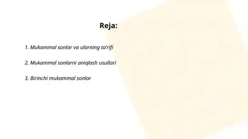 Mukammal sonlar va ularning ta'rifi 2