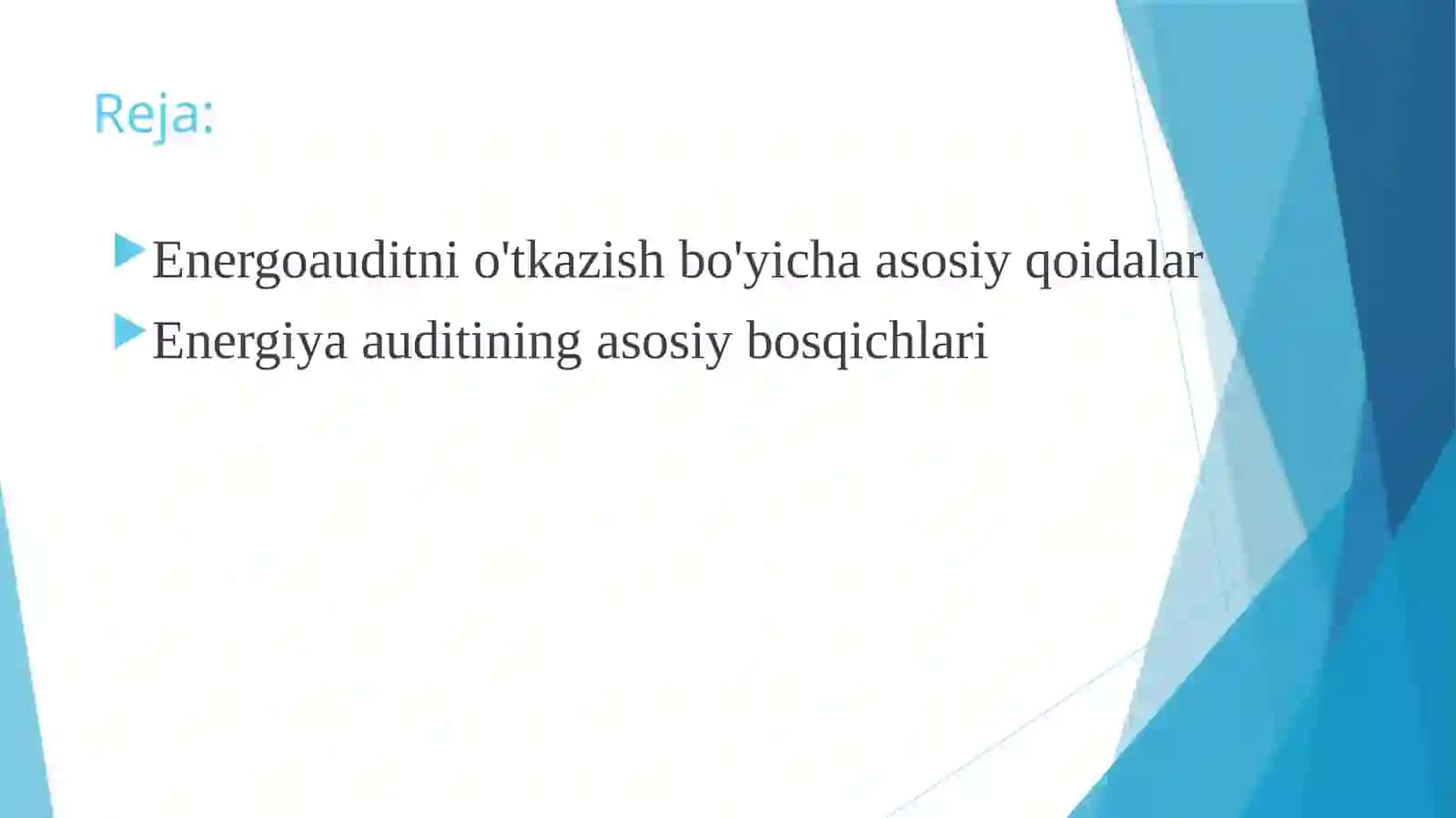 Energiya auditining asosiy bosqichlari 2
