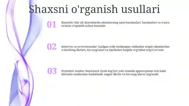 Shaxsni Tadqiq Etish Metodlari 2
