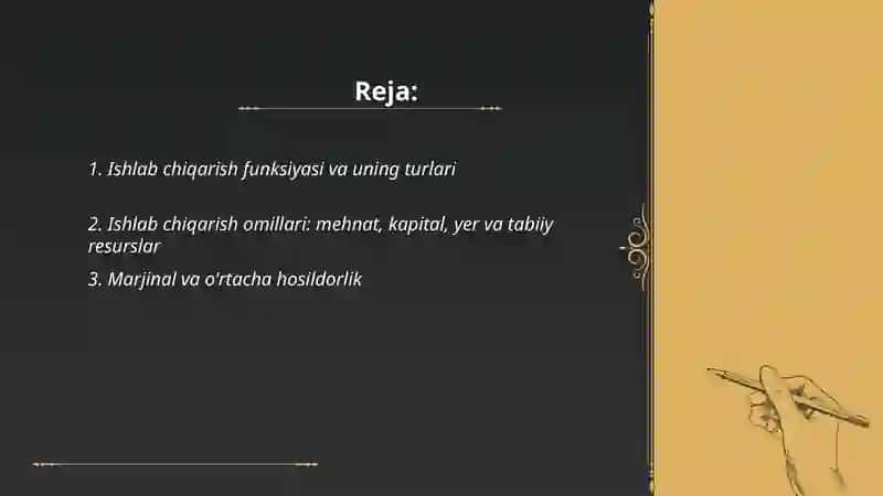 Ishlab chiqarish nazaryasi 2