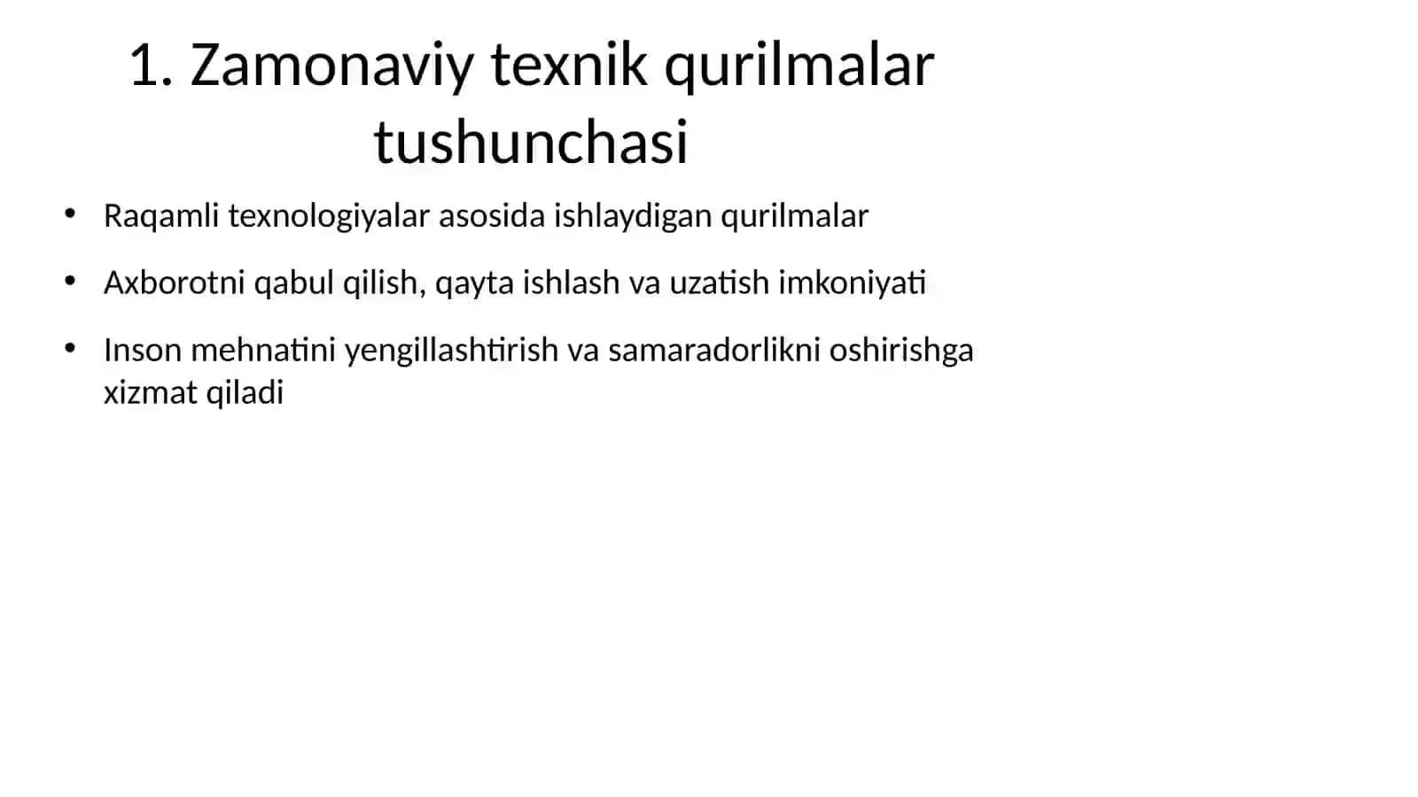 Zamonaviy texnik qurilmalar tahlili 2