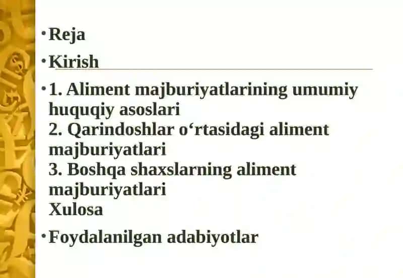 Aliment majburiyatlari 2