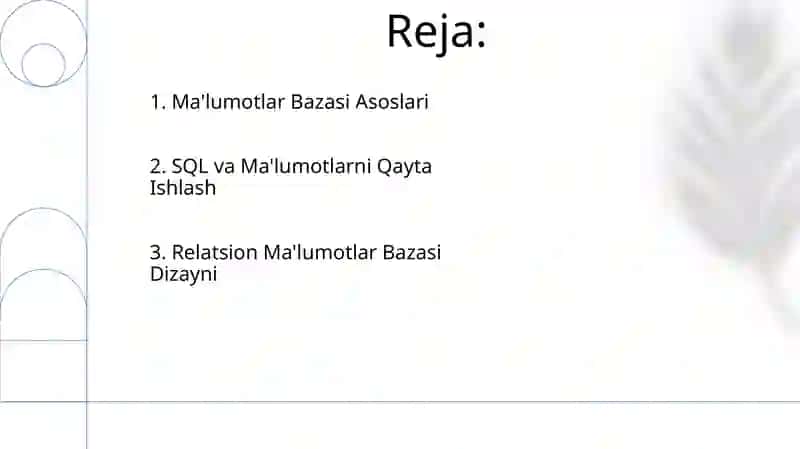 Ma'lumotlar bazasi bilan ishlash 2