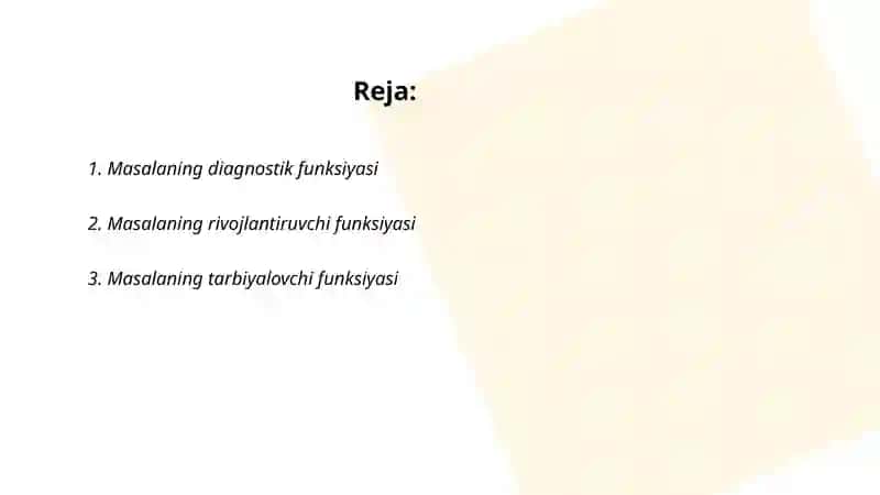Masalaning bajaradigan funksiyalari 2