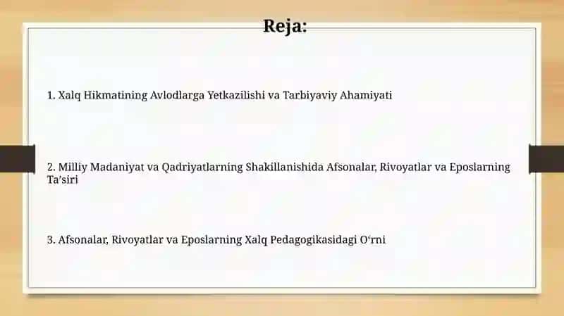 Xalqpedagogikada Afsona va Rivoyat 2