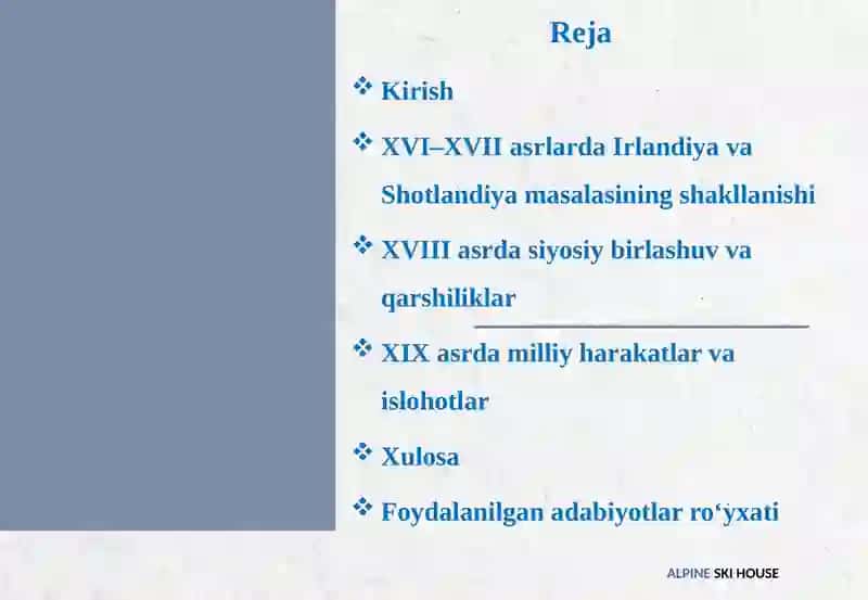 XVI-XIX asrlarda Irlandiya va Shotlandiya masalasi 2