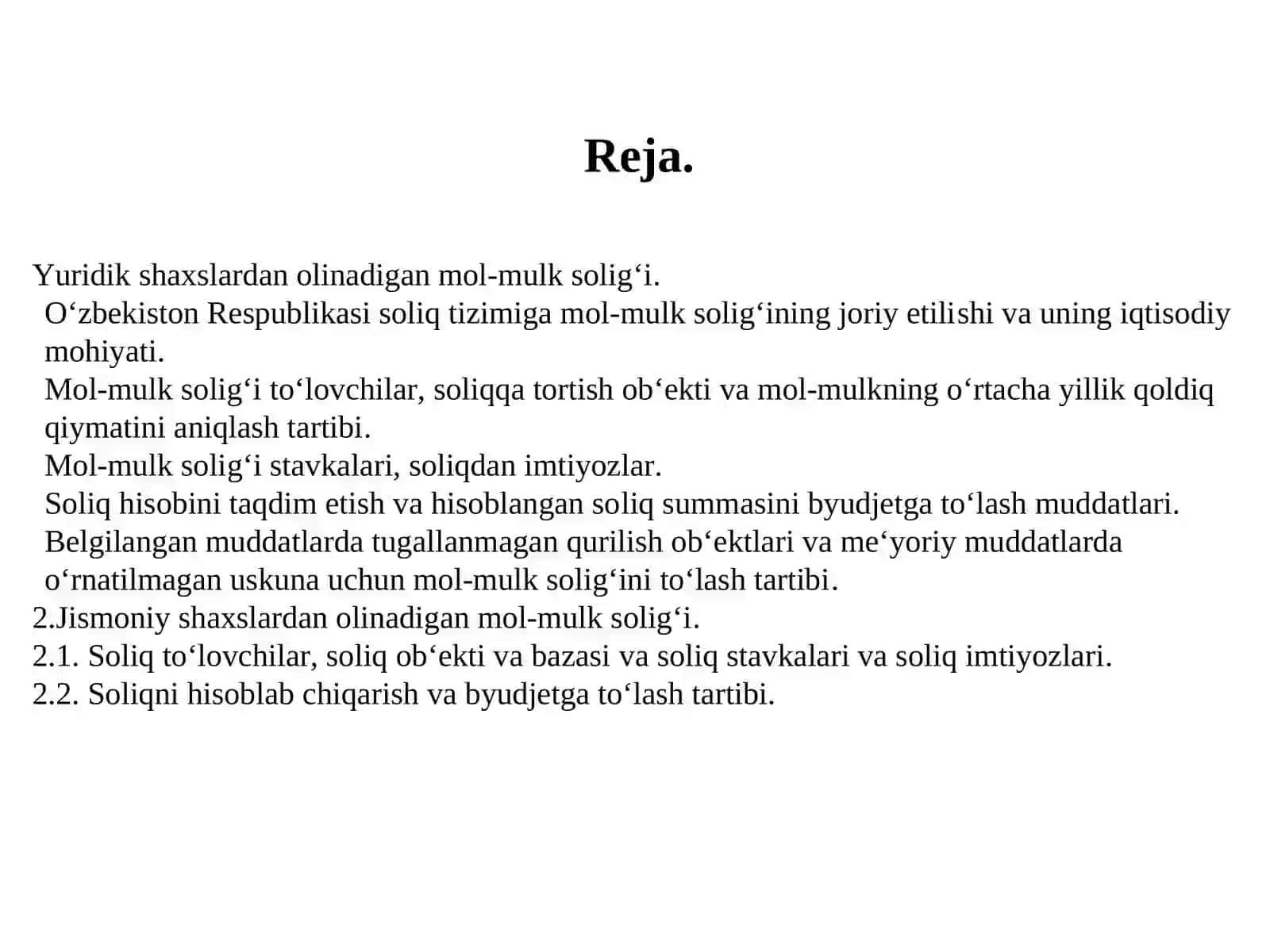 MOL-MULK SOLIG‘I 2