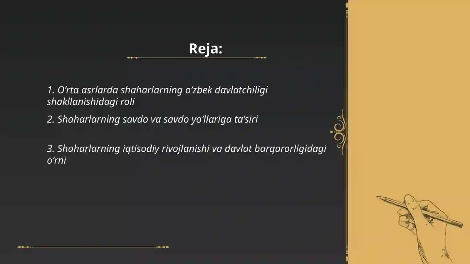 Shaharlarning oʻzbek davlatchiligining shakllanishidagi oʻrni va ahamiyati 2