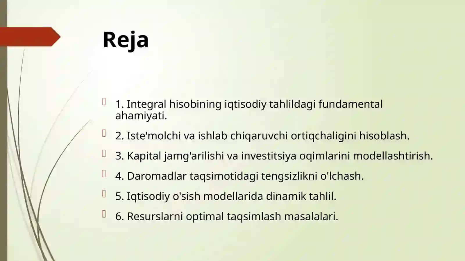 Integral usuli va uni tahlilda qo'llanilishi 2