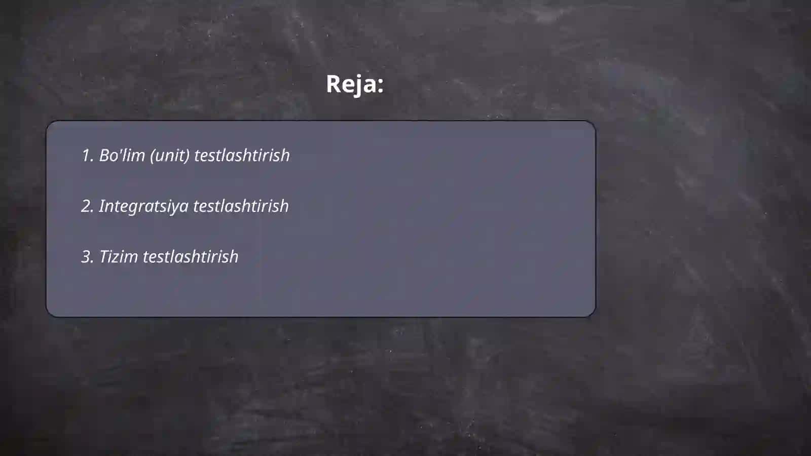 Testlashtirish: turlari,metodlari va unga qoyiladigan talablar 2