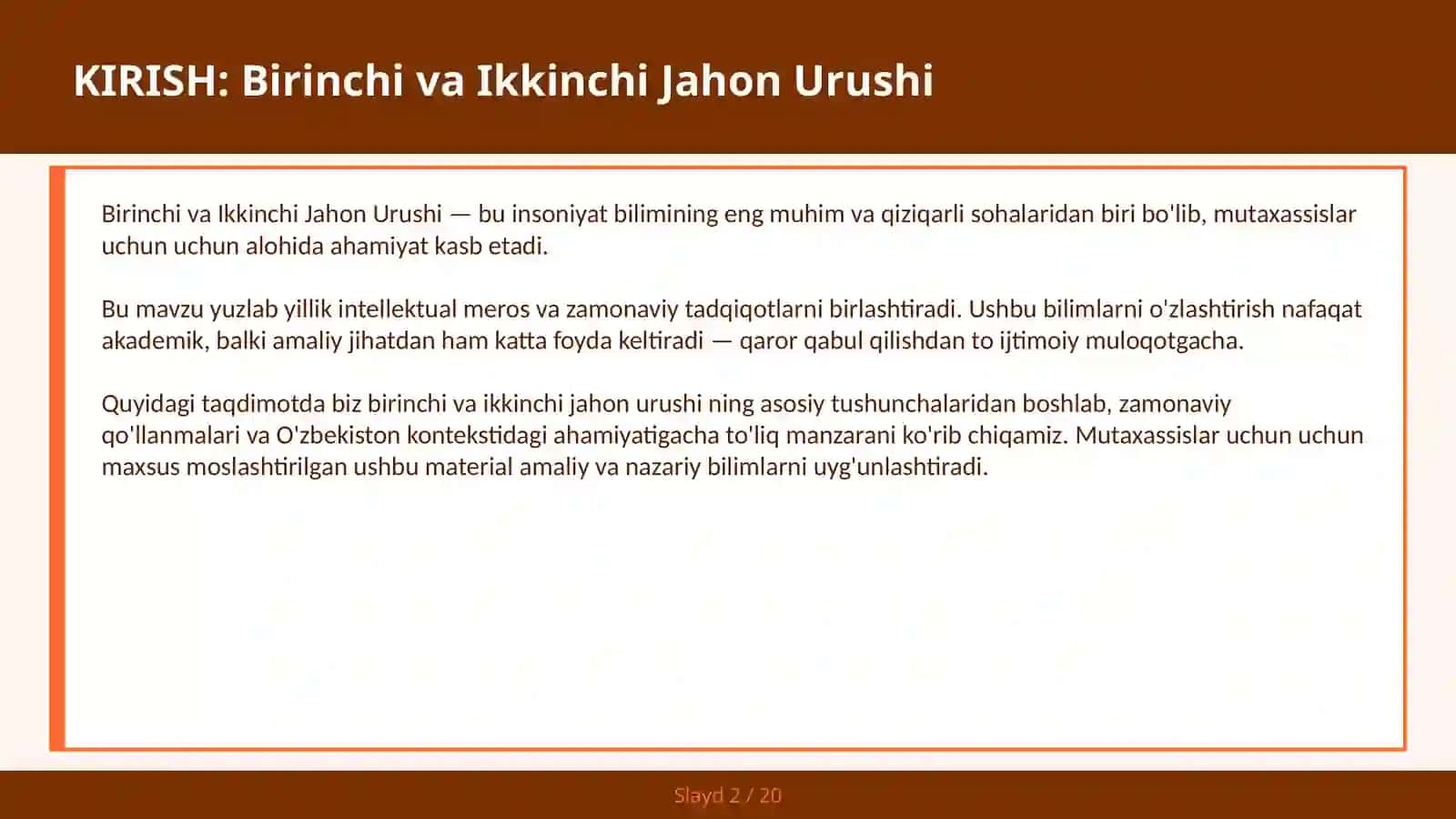 Birinchi va Ikkinchi Jahon Urushi 2
