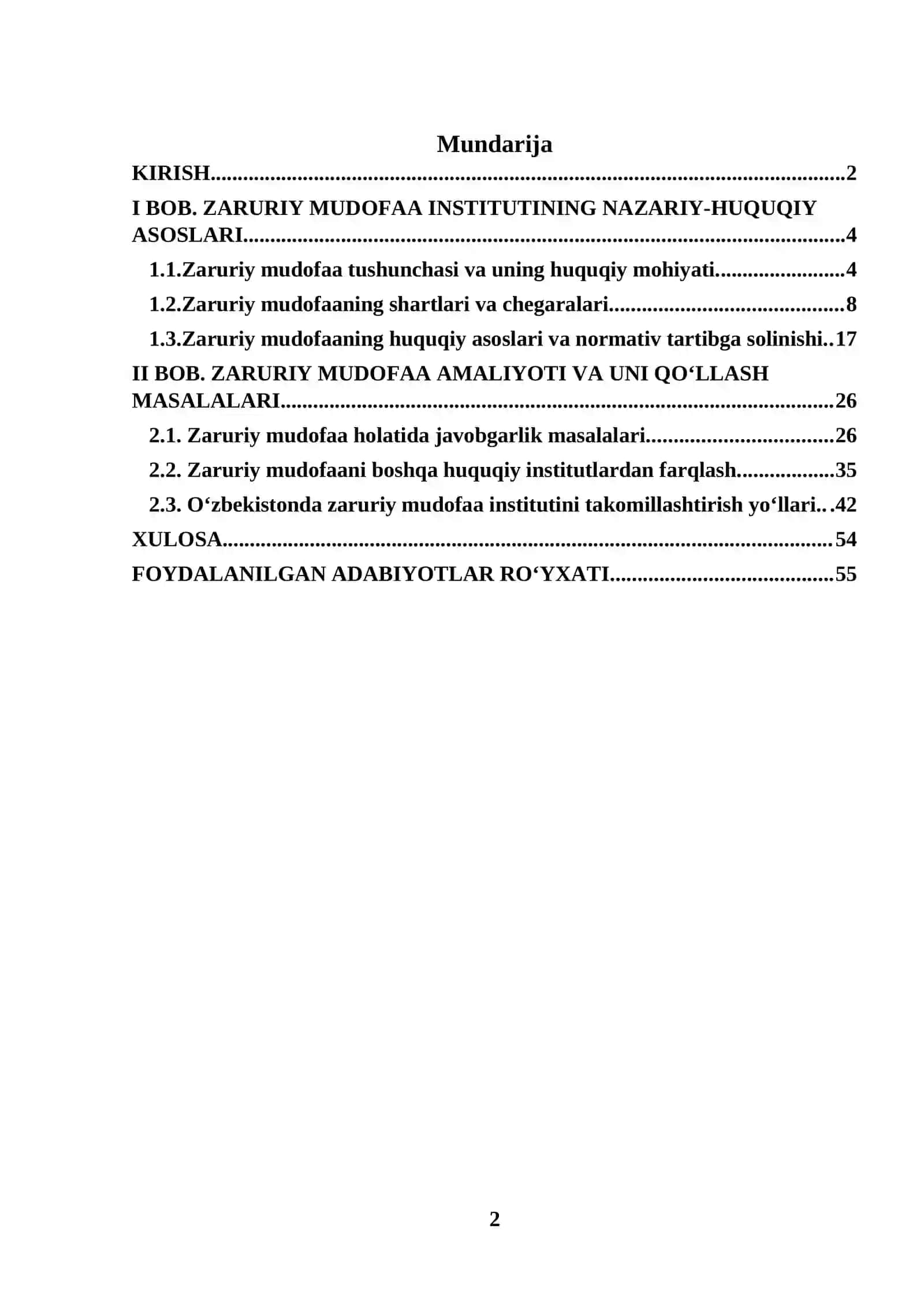 "Jinoyatda zaruriy mudofaa" KURS ISHI 2