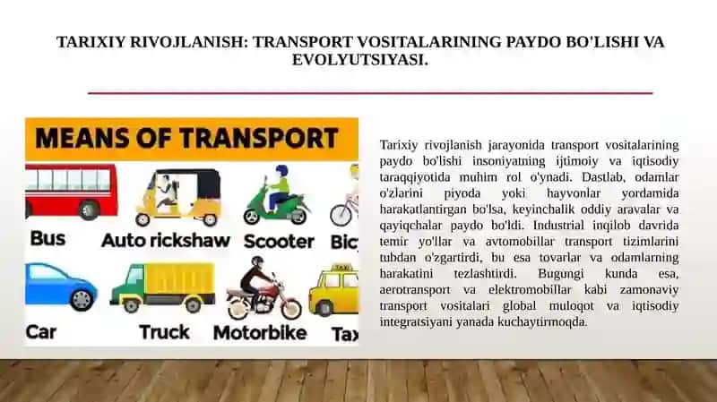 Transport tizimlarining evolutsiyasi 2