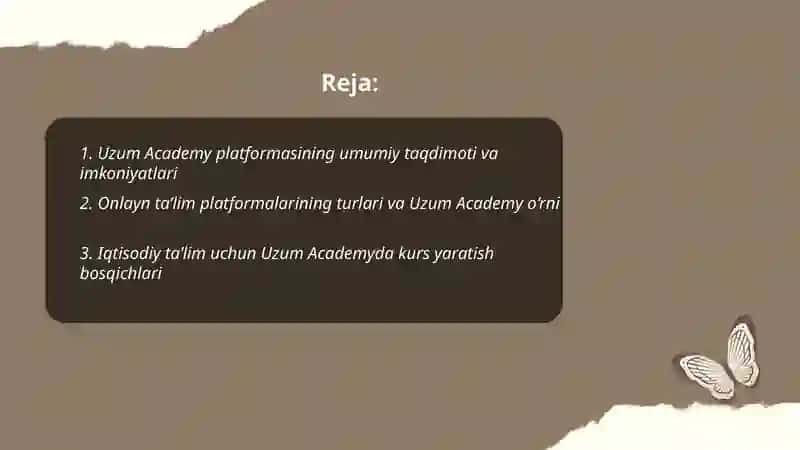 Uzum Academy platformasining umumiy taqdimoti va imkoniyatlari 2