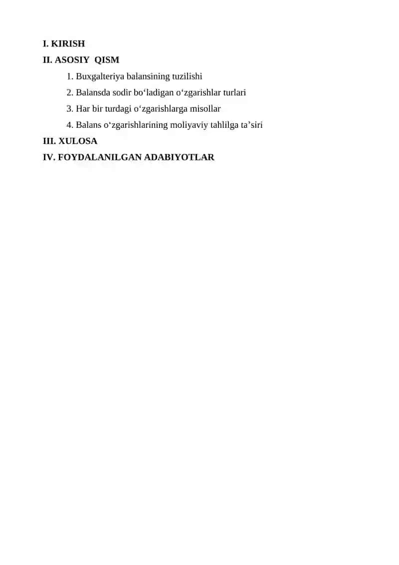 BUXGALTERIYA BALANSIDA SODIR BO’LADIGAN O’ZGARISHLAR 2