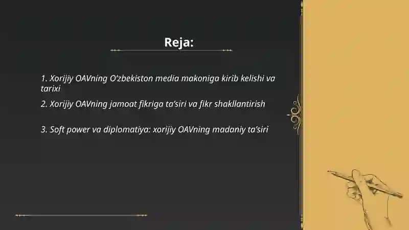 Xorijiy ommaviy axborot vositalarini media makondagi o'rni 2