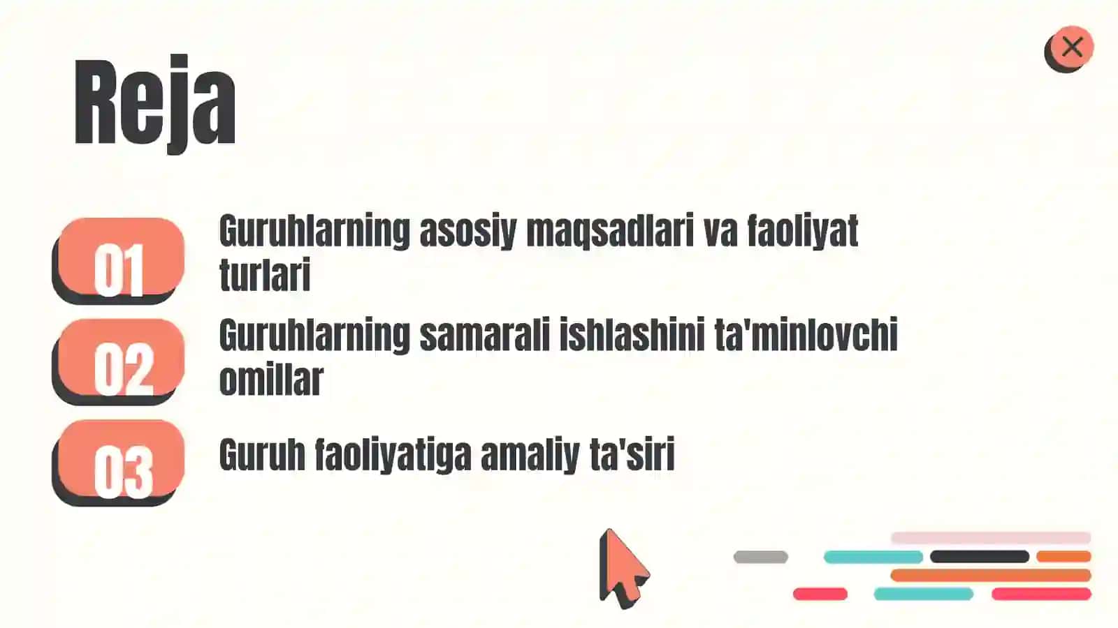 O'zaro qo'llab-quvvatlash guruhlari faoliyati 2