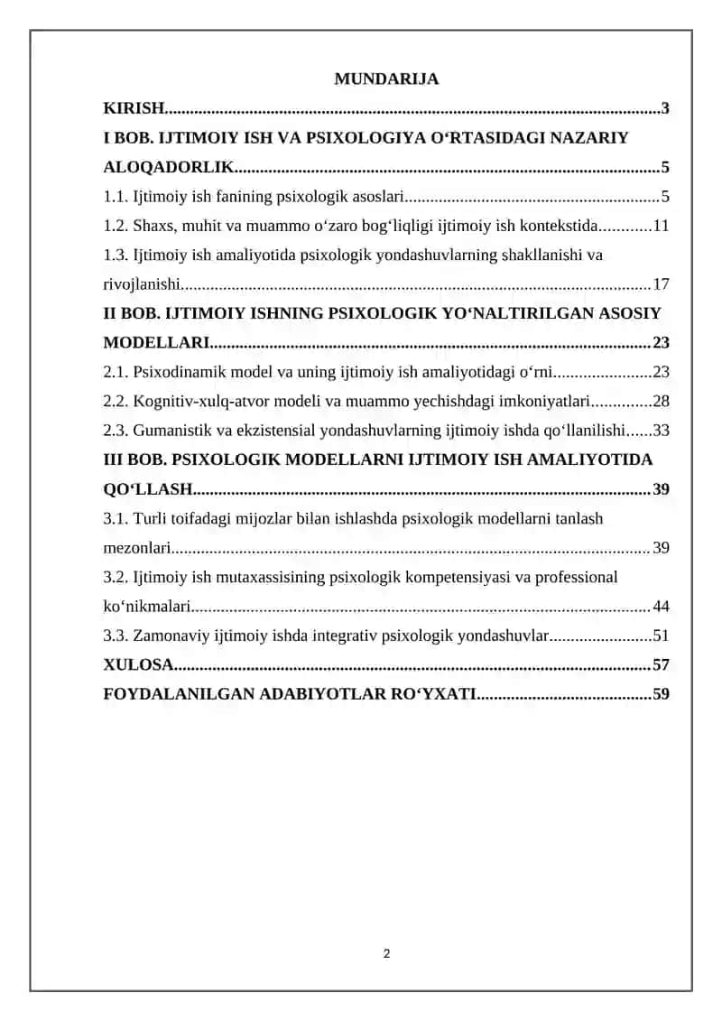IJTIMOIY ISHNING PSIXOLOGIK YO’NALTIRILGAN MODELLARI 2