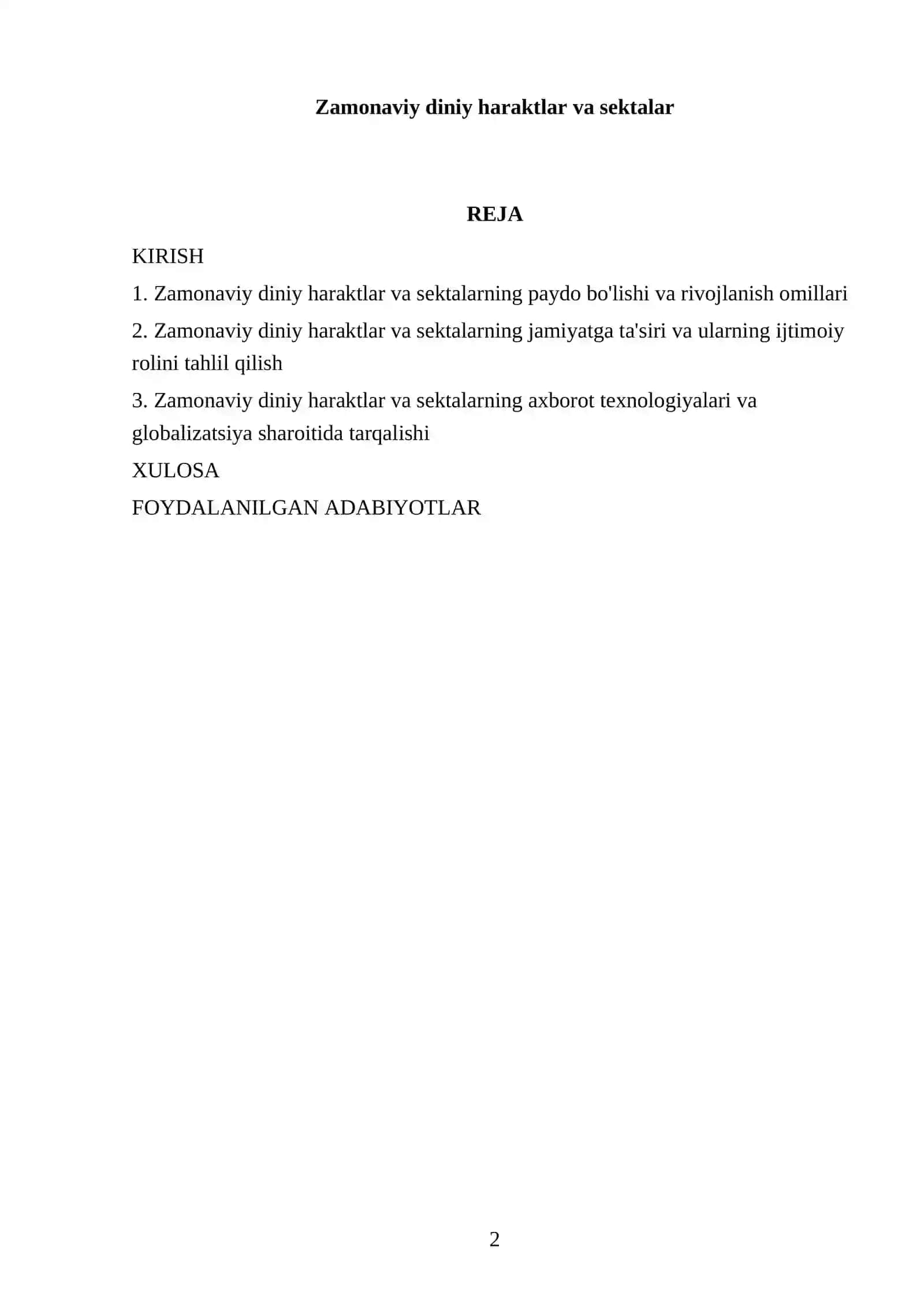 Zamonaviy diniy haraktlar va sektalar 2