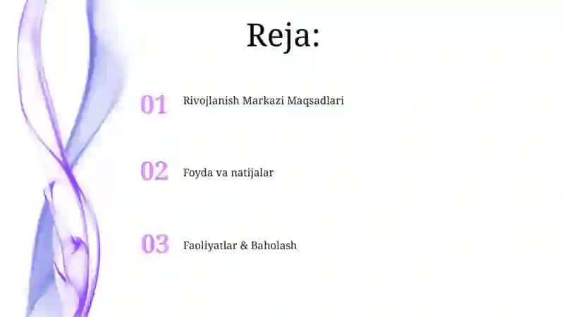 Rivojlanish markazlarining faoliyati 2