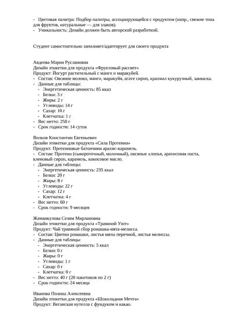 Техническое Задание (ТЗ) на разработку дизайна этикетки 2