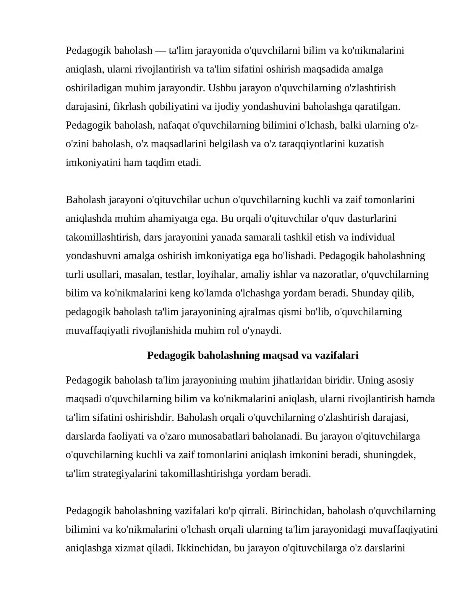 PEDAGOGIK BAHOLASHNI AMALGA OSHIRISH JARAYONI 2